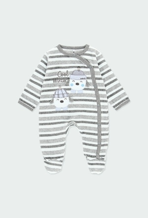 Velour play suit striped for baby_1