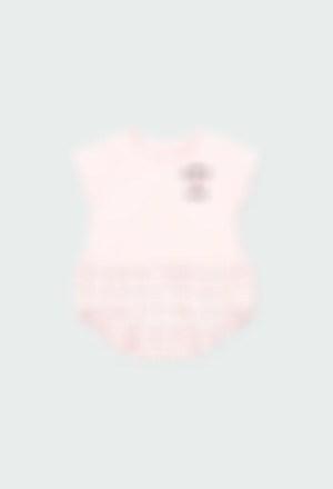 Ribbed play suit combined for baby girl