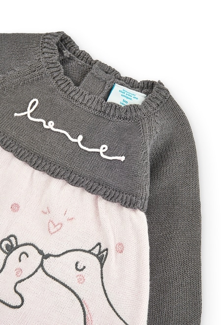 Knitwear dress bicolour for baby girl_3