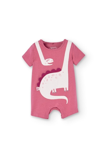 Pelele punto corto dinosauri rosa de bebé_1