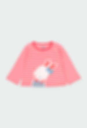 Camiseta punto listada de bebé niña