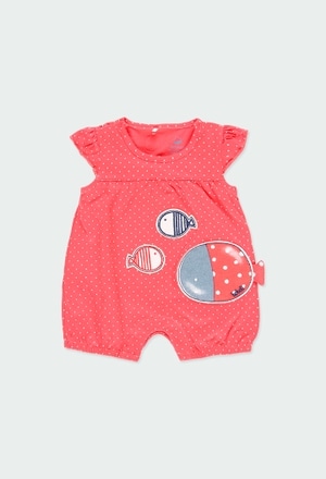 Knit play suit polka dot for baby girl_1