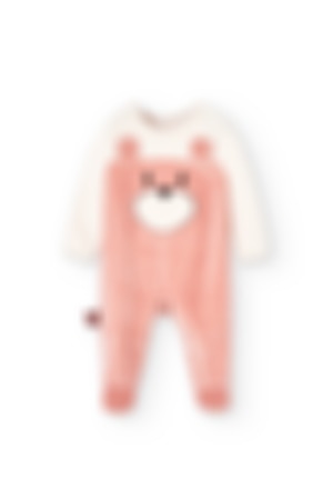 Velour play suit bicolour for baby