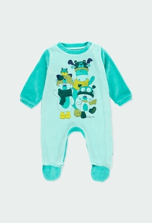 Velour play suit bicolour for baby_1