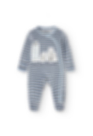 Velour play suit striped for baby