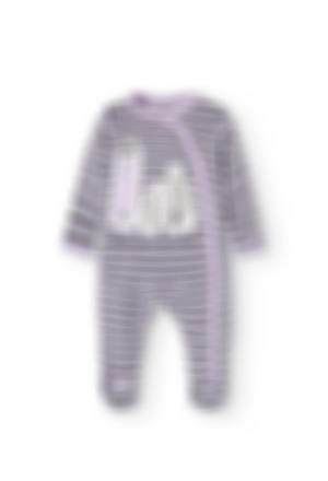 Velour play suit striped for baby