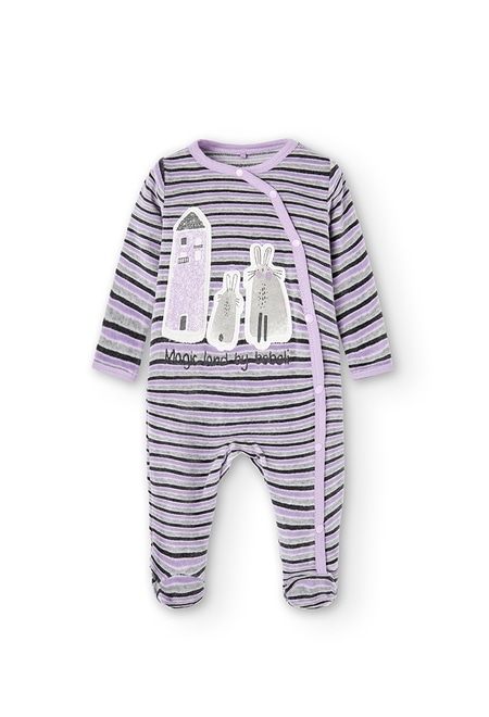Velour play suit striped for baby_1