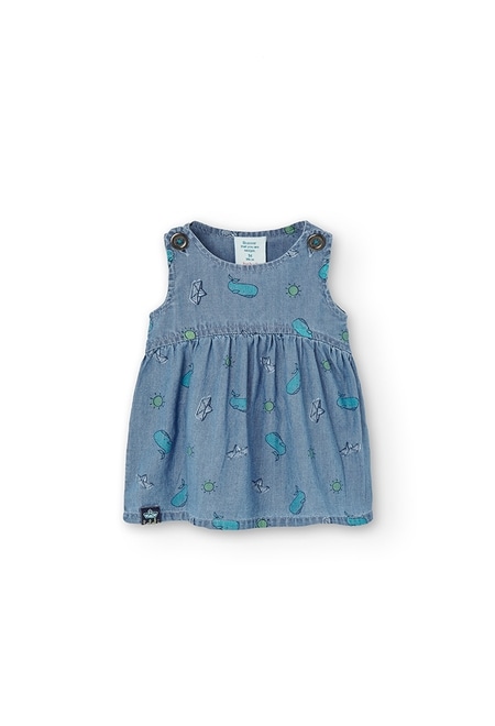 Denim dress printed for baby girl_1