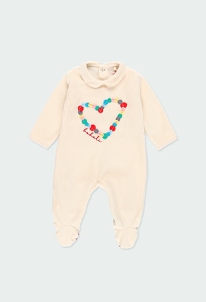 Velour play suit "heart" for baby girl_1