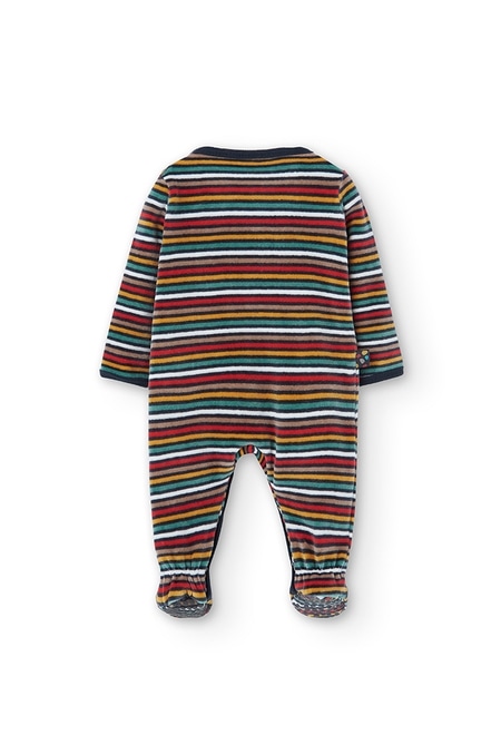 Velour play suit striped for baby boy_2