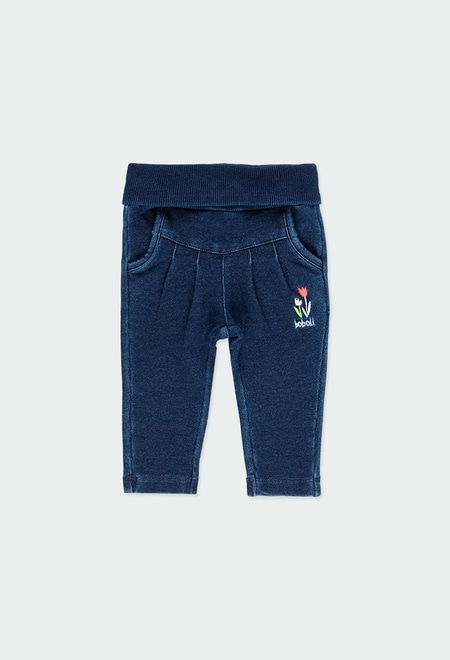 Fleece denim trousers for baby girl_1