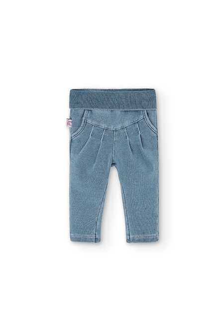 Fleece denim trousers for baby girl_1