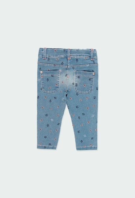 Denim trousers knit "floral" for baby_2