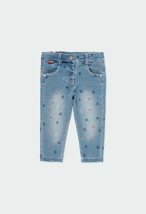 Denim trousers knit "floral" for baby_1