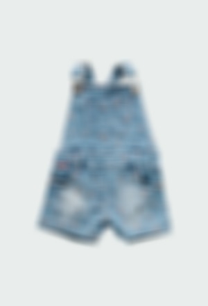 Denim dungarees knit "floral" for baby girl