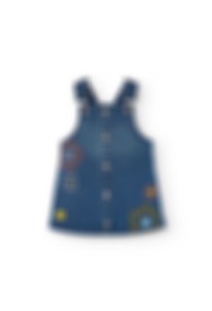 Pinafore dress denim knit for baby girl