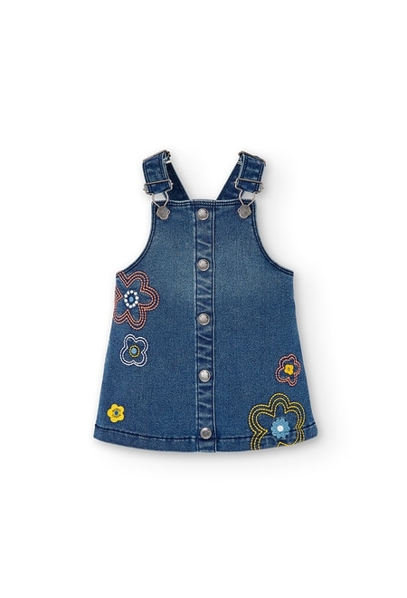 Pinafore dress denim knit for baby girl_1