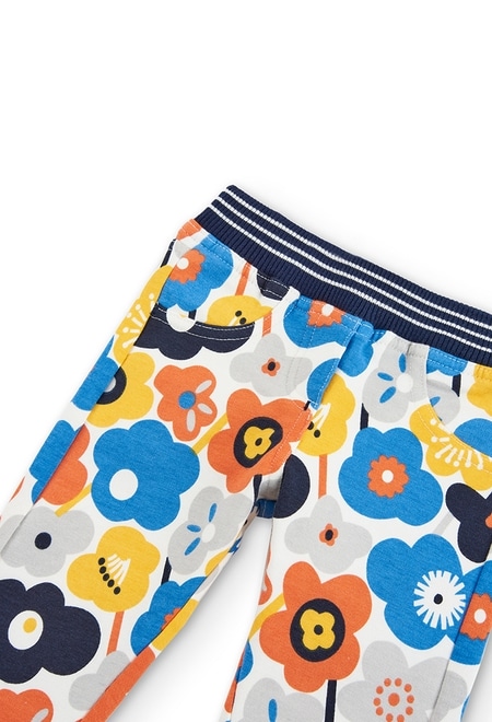 Stretch fleece trousers floral for baby_3