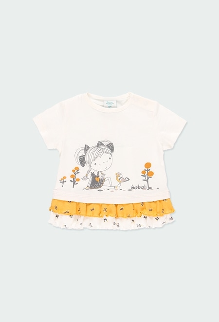 Camiseta malha combinado para o bebé menina_1