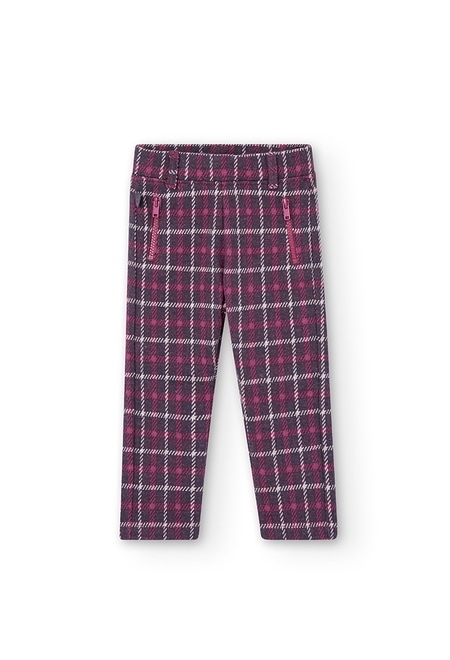 Knit trousers check for baby girl_1