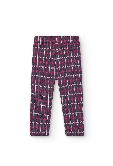 Knit trousers check for baby girl_2