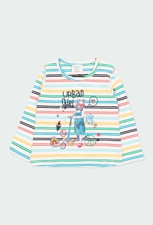 Camiseta punto listada de bebé niña_1