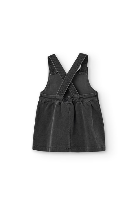 Pinafore dress denim knit for baby girl_2