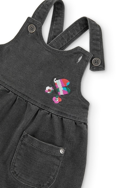 Pinafore dress denim knit for baby girl_3