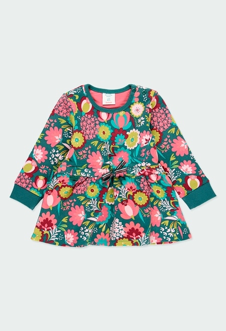Fleece dress floral for baby girl_1