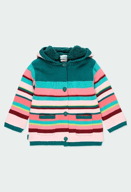 Knitwear jacket striped for baby girl_1