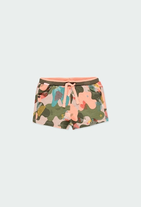 Fleece bermuda shorts camo for baby girl_1