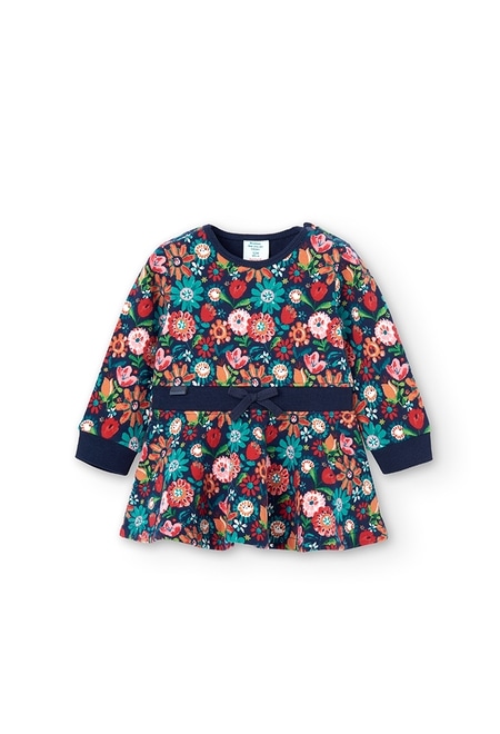 Fleece dress floral for baby girl_1