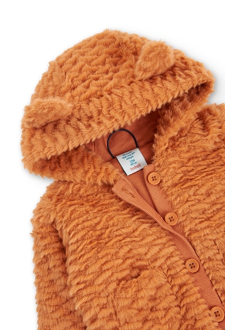 Fluffy hooded jacket for baby girl_4