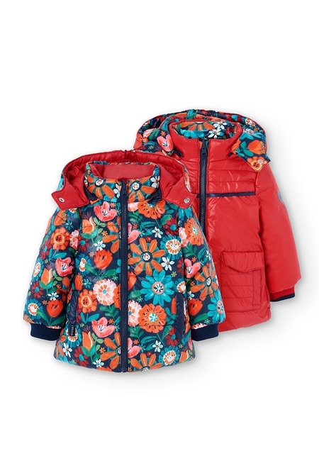 Reversible technical fabric parka for baby girl_2