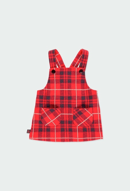 Pinafore dress knit check for baby girl_1