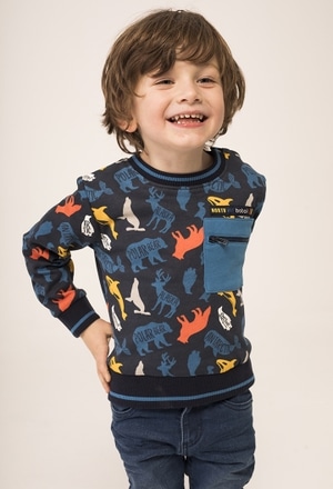 Fleece sweatshirt "animals" for baby boy_1