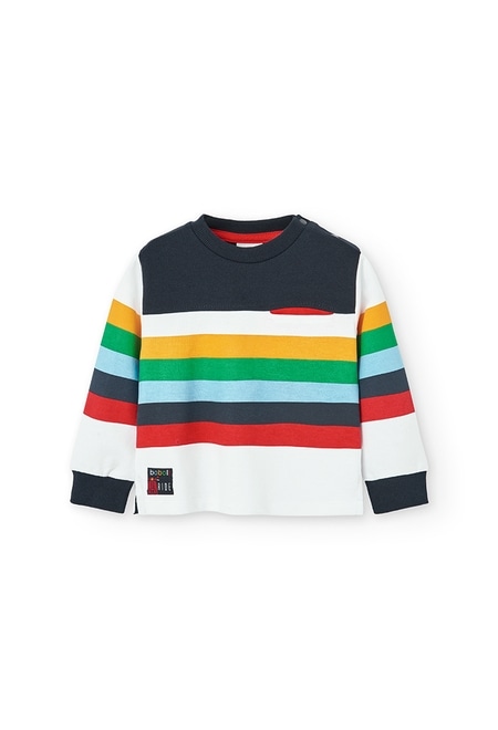 Fleece sweatshirt striped for baby boy_1