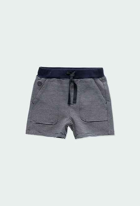 Fleece bermuda shorts striped for baby boy_1