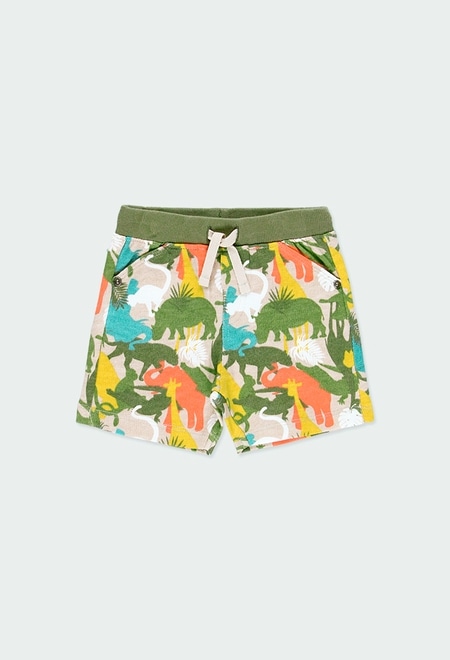 Fleece bermuda shorts "animals" for baby boy_1