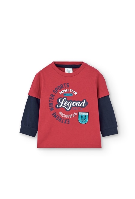 Knit double sleeves t-Shirt for baby boy_1