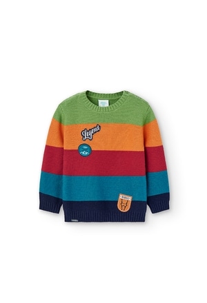 Pullover tricot às riscas para o bebé menino_1