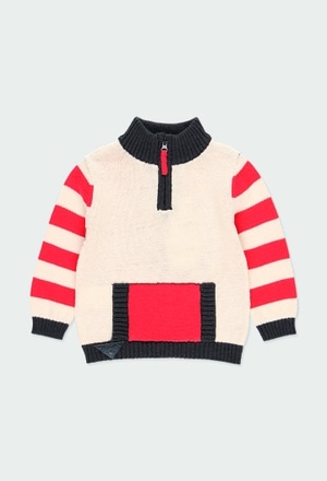 Knitwear pullover with elbow patches for baby_1