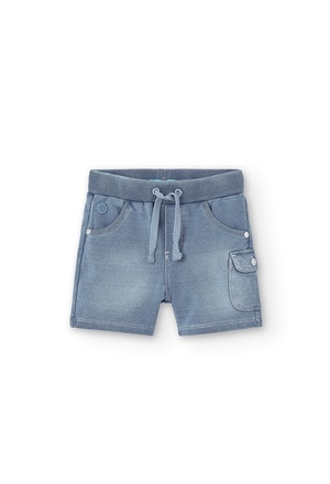 Fleece bermuda shorts denim for baby boy_1