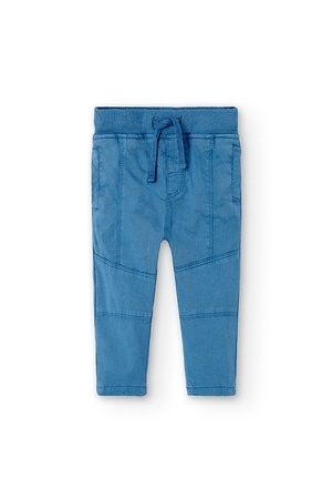 Stretch gabardine trousers for baby boy_1