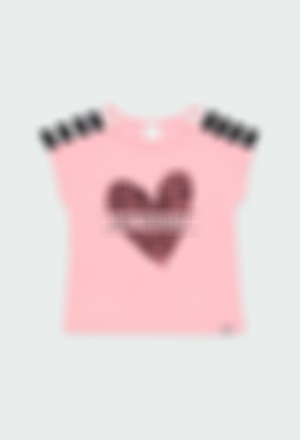 Camiseta malha "coração" para menina