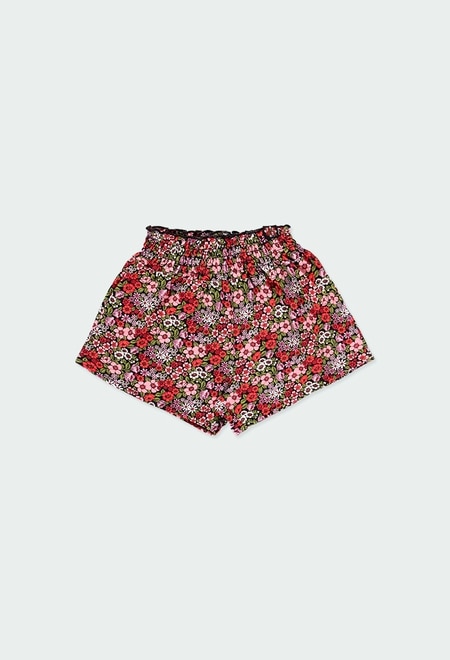 Stretch bermuda shorts floral for girl_1