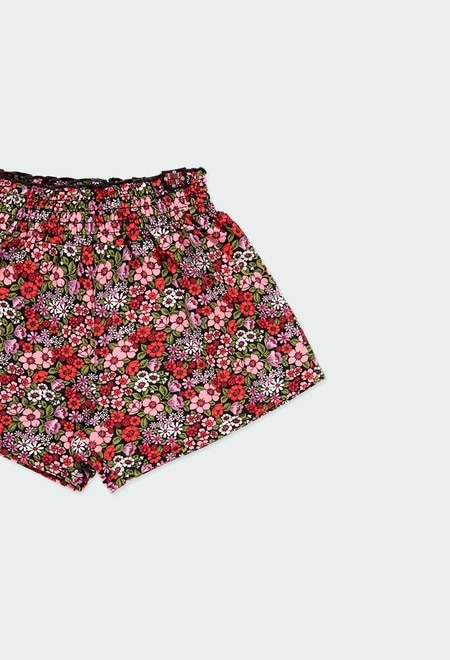 Stretch bermuda shorts floral for girl_3