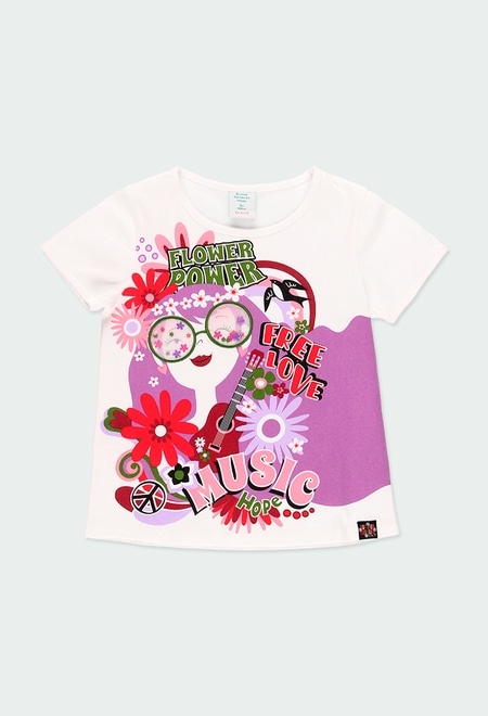 Knit t-Shirt "flowers bbl" for girl_1