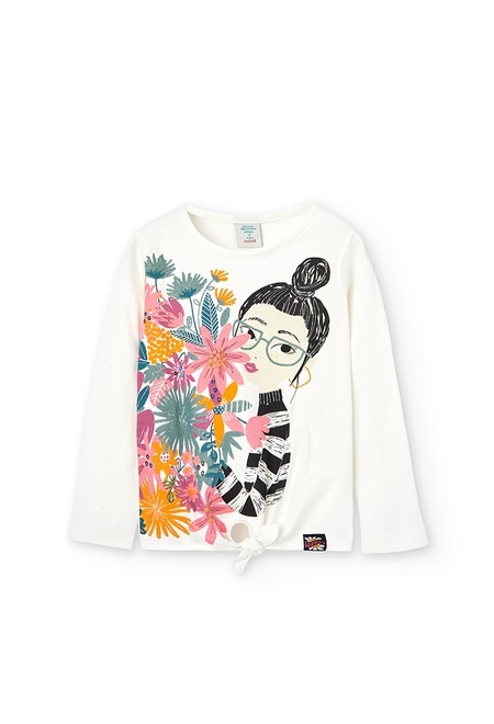 T-Shirt tricot "a fleurs" pour fille_1