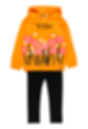 Pack en tricot bi matiere "a fleurs" pour fille